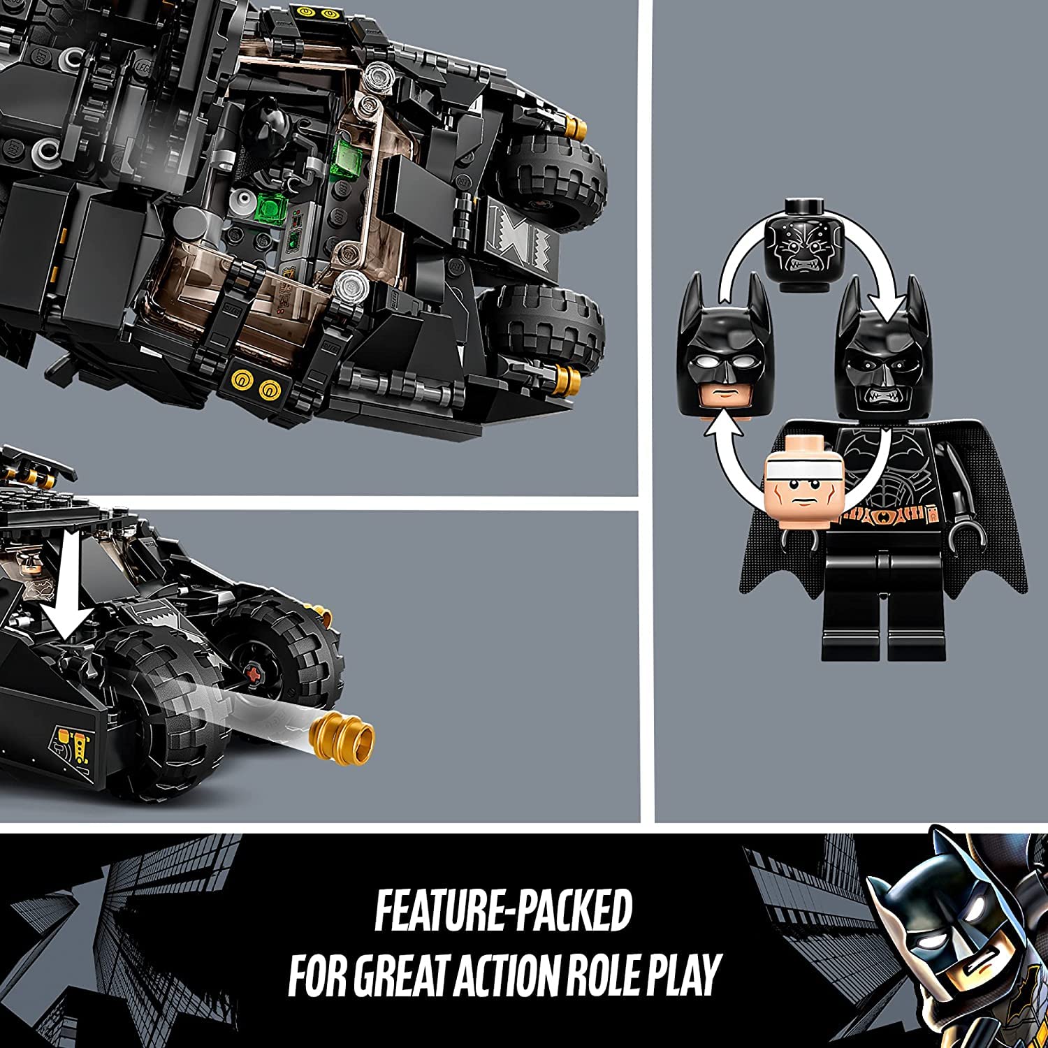 LEGO DC Batman Batmobile Tumbler display ready for kid rooms