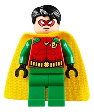 LEGO DC Robin minifigure with grapple gun accessory for action-packed scenes