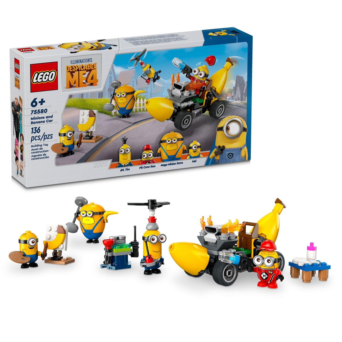 LEGO Despicable Me 4 Minions Banana Car toy for imaginative play.
