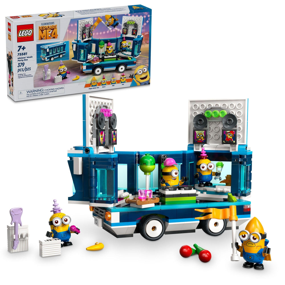 LEGO Despicable Me 4 Minions Music Party Bus closed mode offers portable party play.