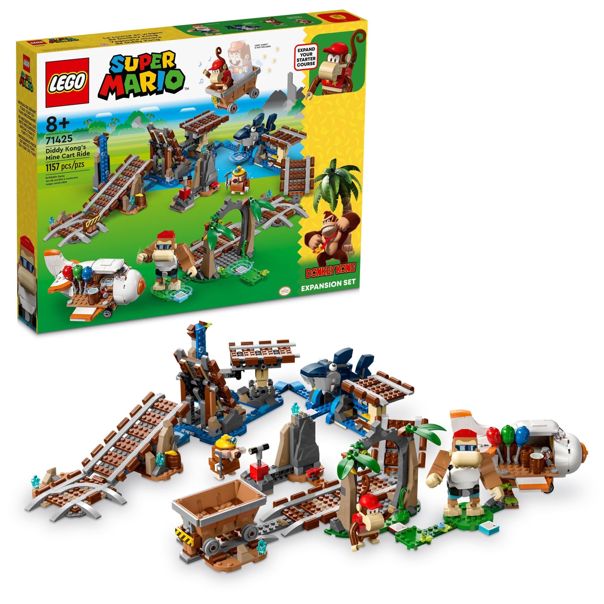 LEGO Diddy Kong's Mine Cart Ride 71425: mine cart setup for imaginative play.