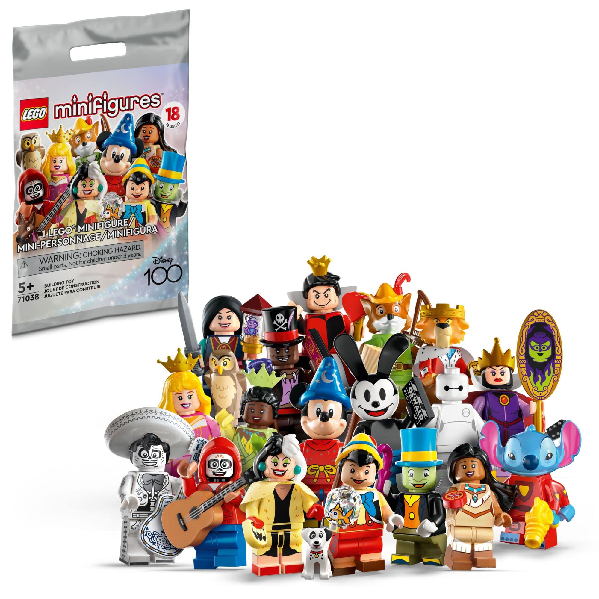 LEGO Disney 100 minifigures 71038 surprise bag reveals collectible character for imaginative play