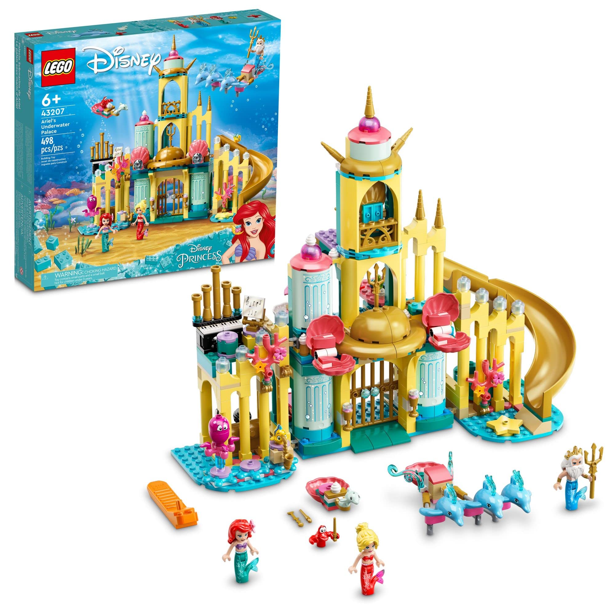 LEGO Disney Ariel Underwater Palace slide for action-packed pretend play