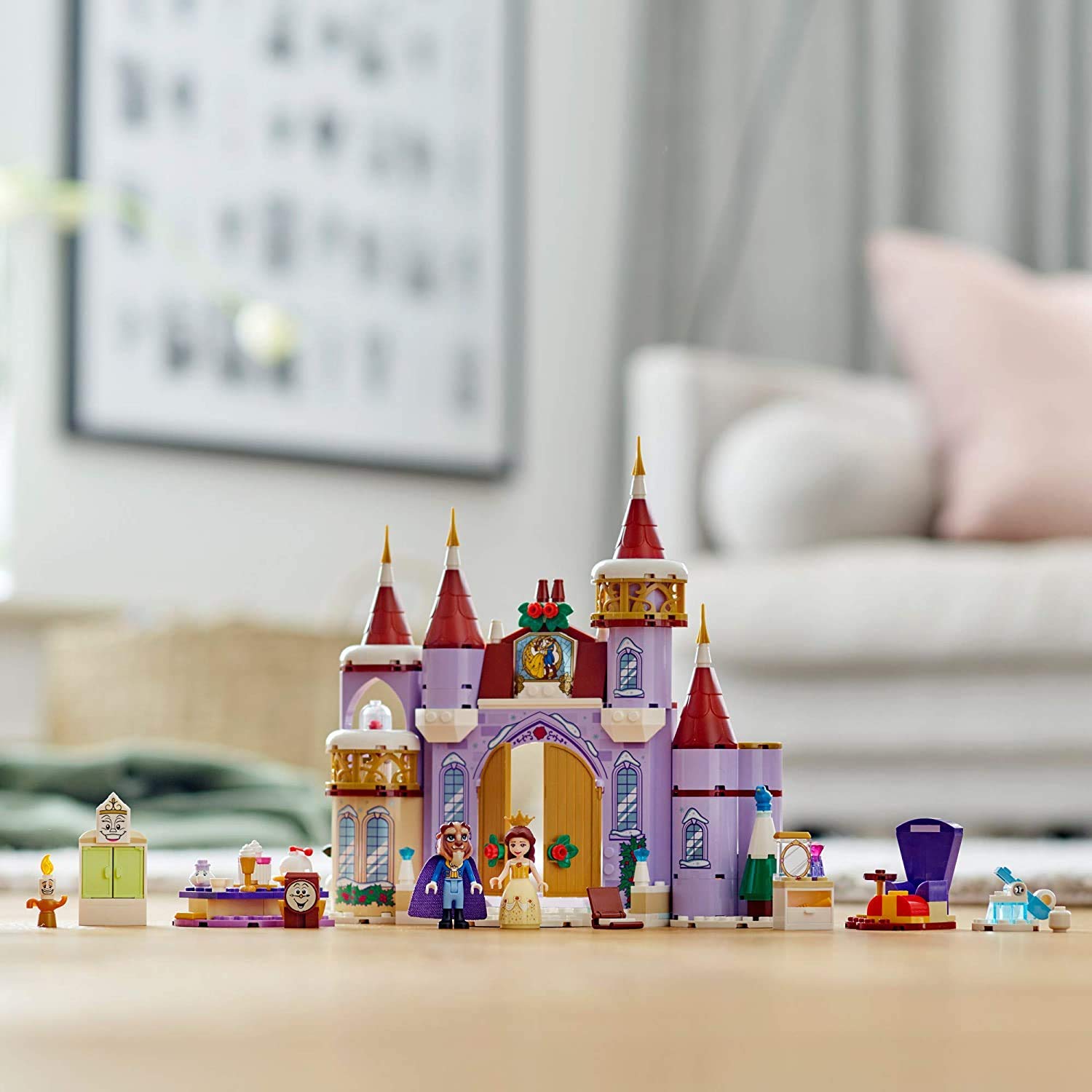 LEGO Disney Belle's Castle Winter Celebration assembled set ready for kids to explore and play