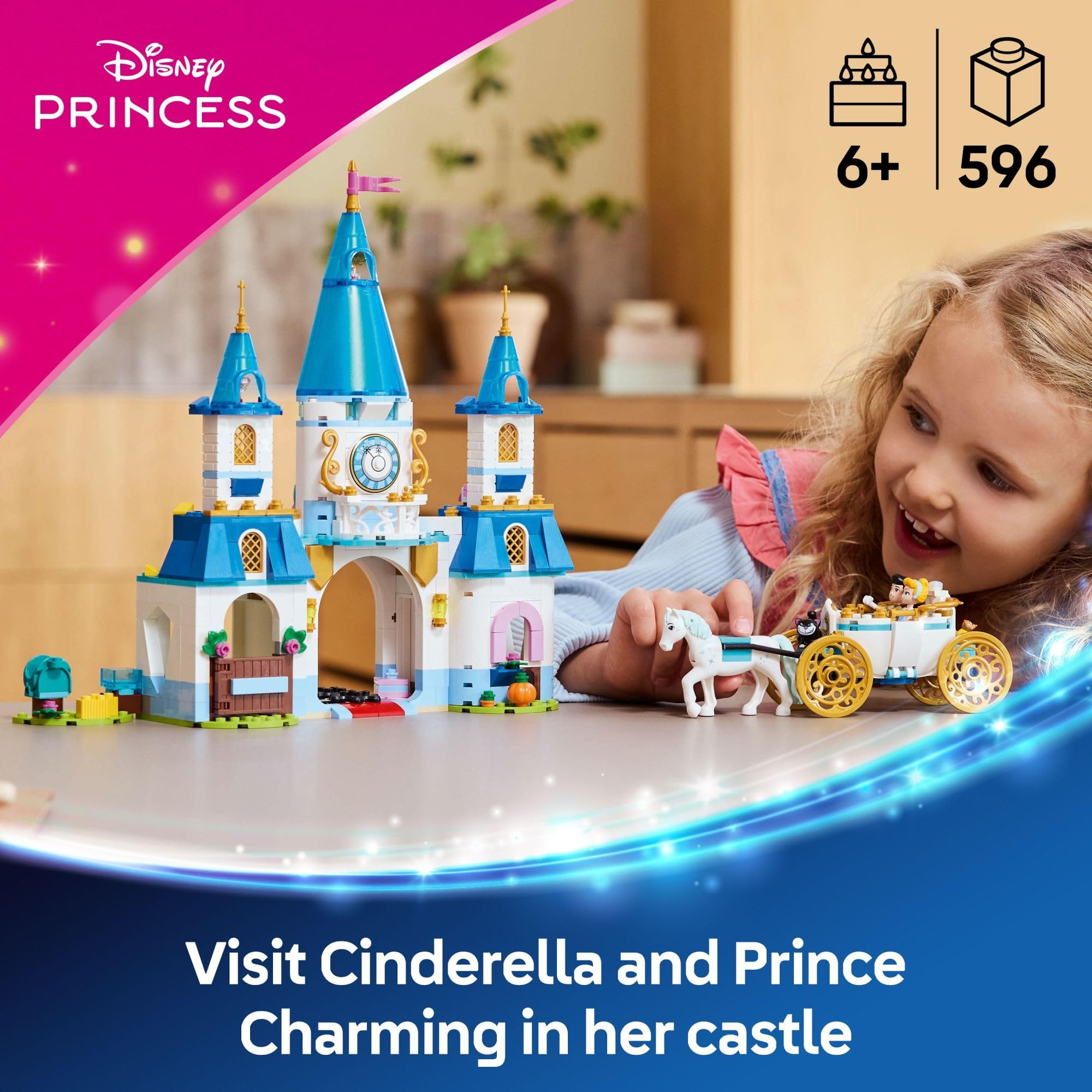 LEGO Disney Cinderella carriage side view, inviting imaginative journeys