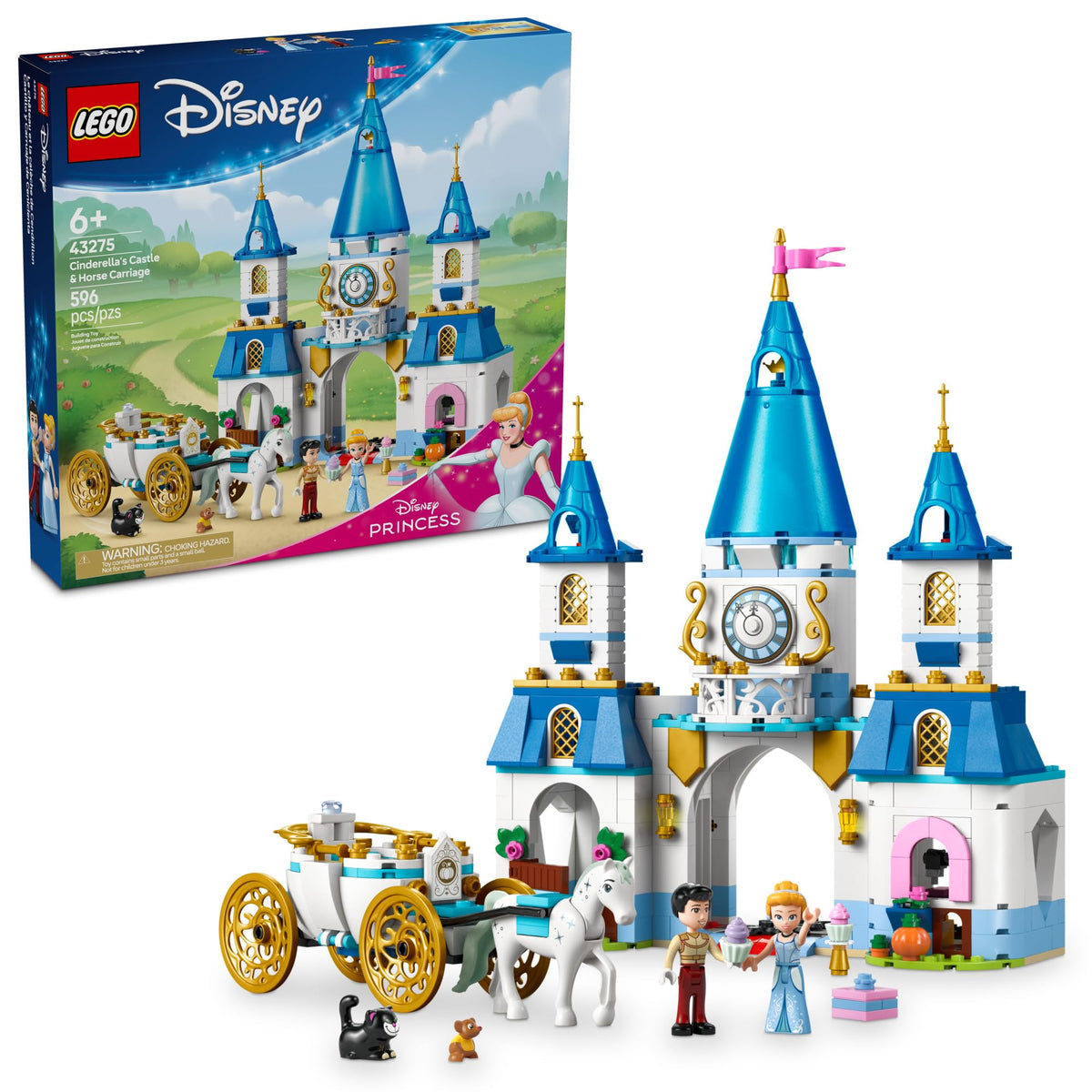 LEGO Disney Cinderella Castle front view, magical play space for storytelling