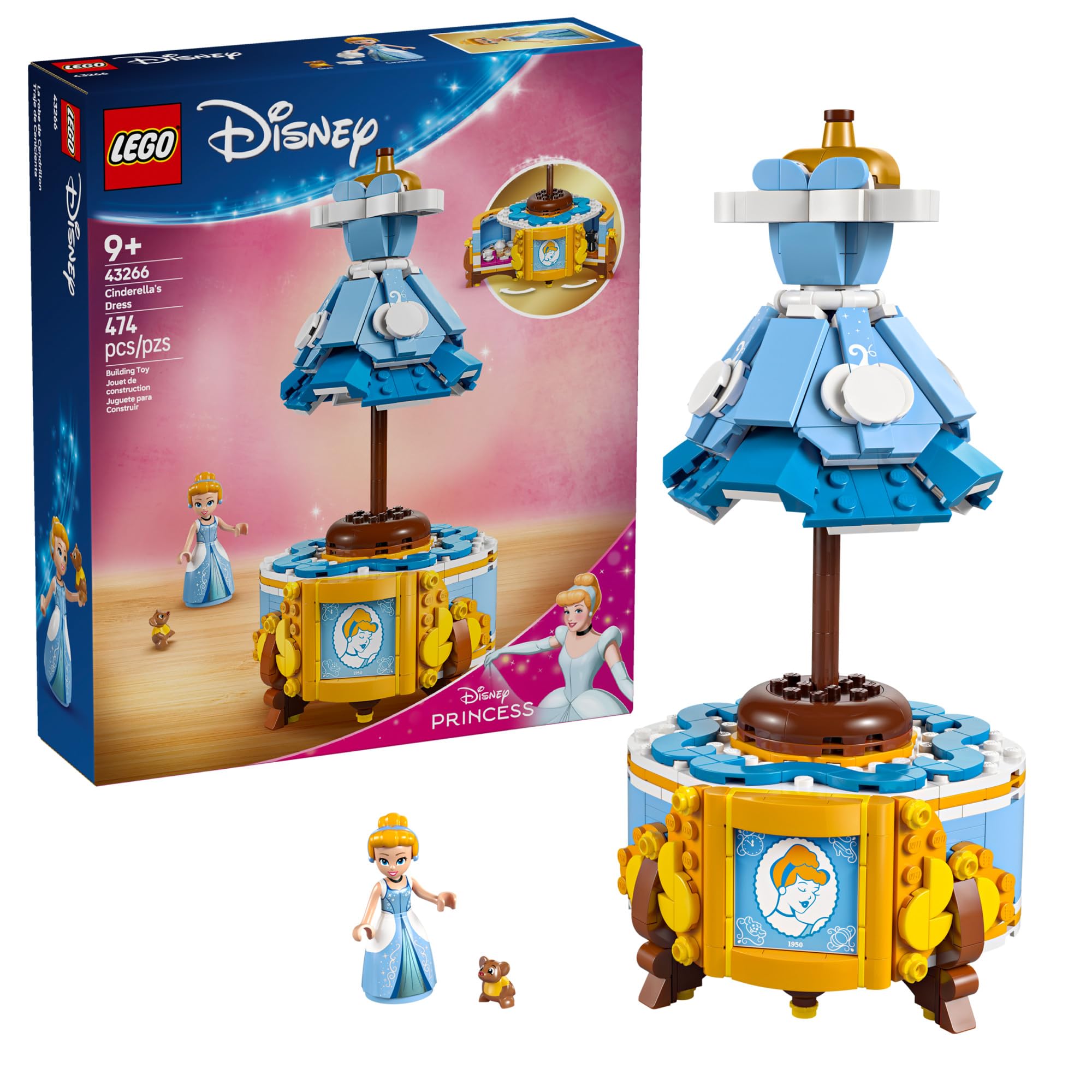 LEGO Disney Cinderella dress display stand with secret storage for minidolls.