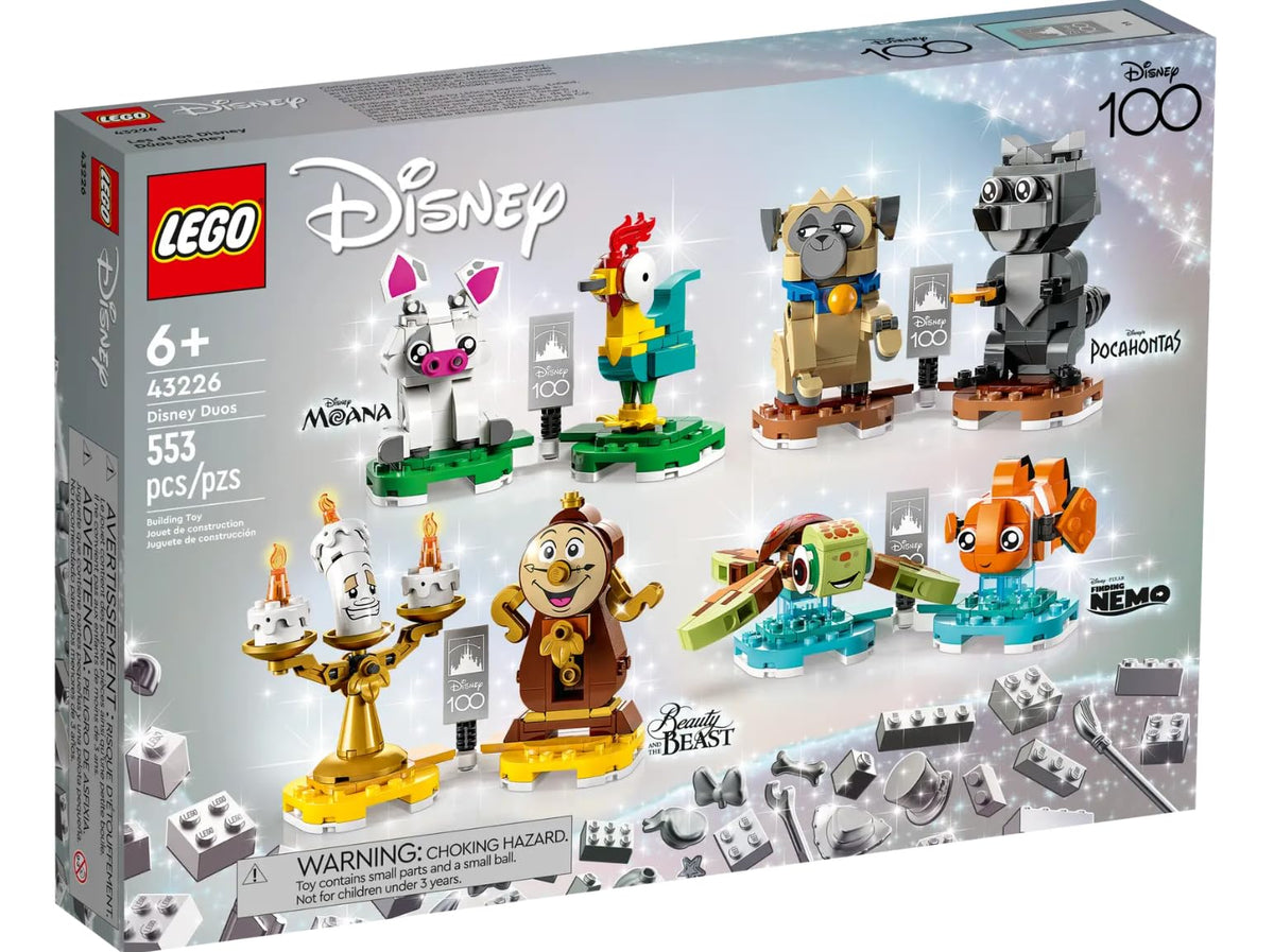 LEGO Disney Duos 43226 Cogsworth and Lumiere figures ready for imaginative play and display