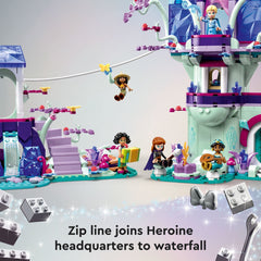 LEGO Disney Enchanted Treehouse two-level structure with zipline and canoe.