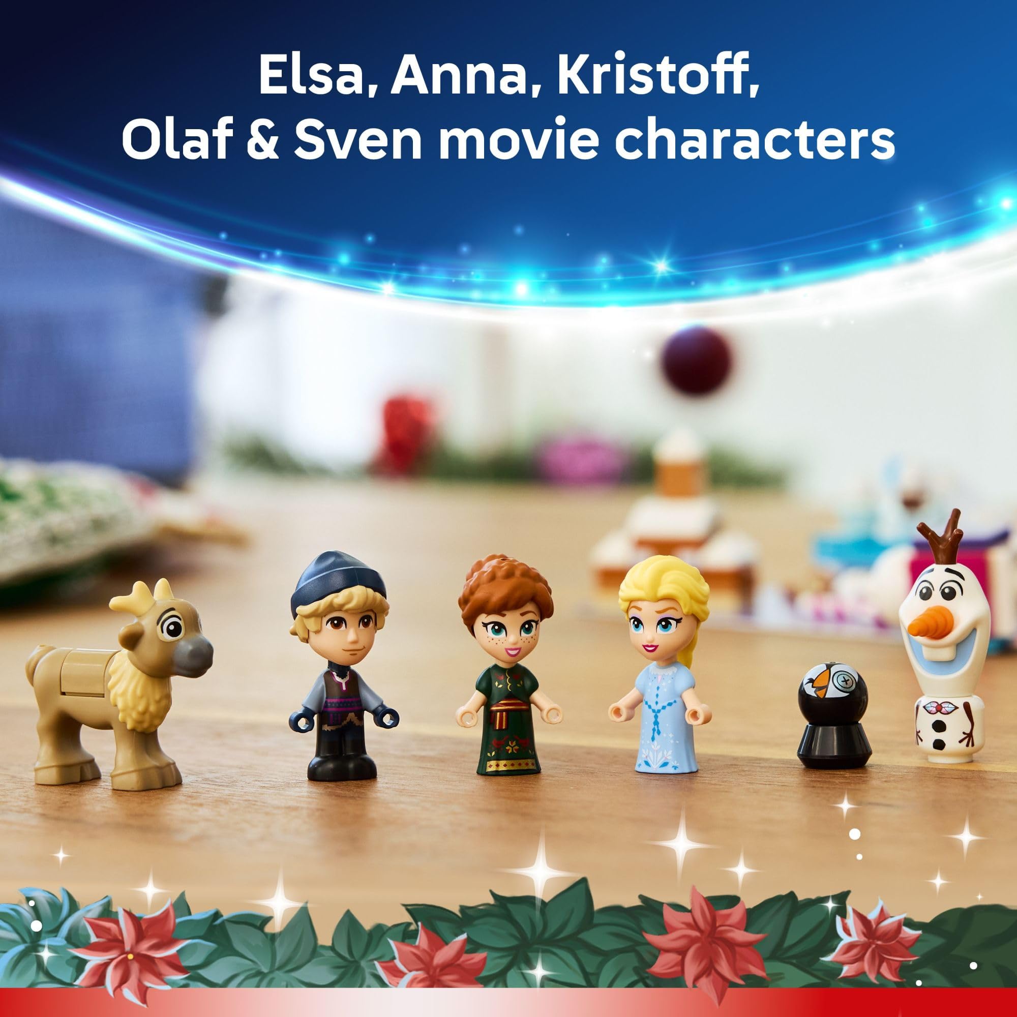 LEGO Disney Frozen Advent Calendar 2025 gingerbread house and fireplace details