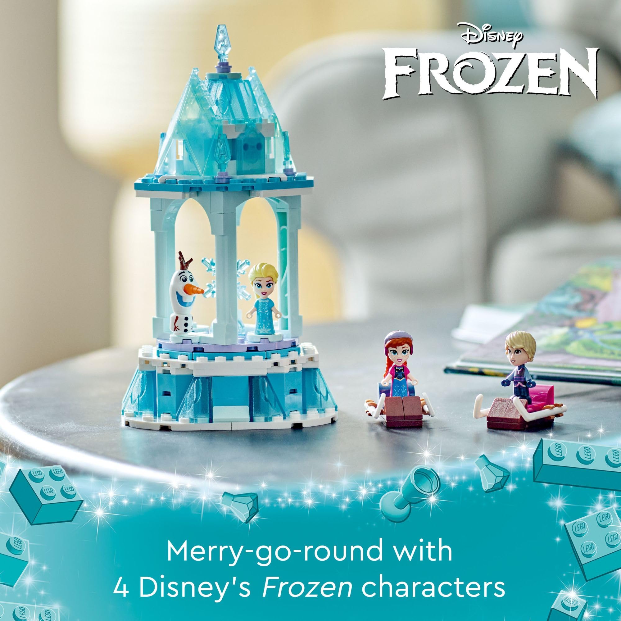LEGO Disney Frozen Anna Elsa micro-doll figures in carousel scene for storytelling