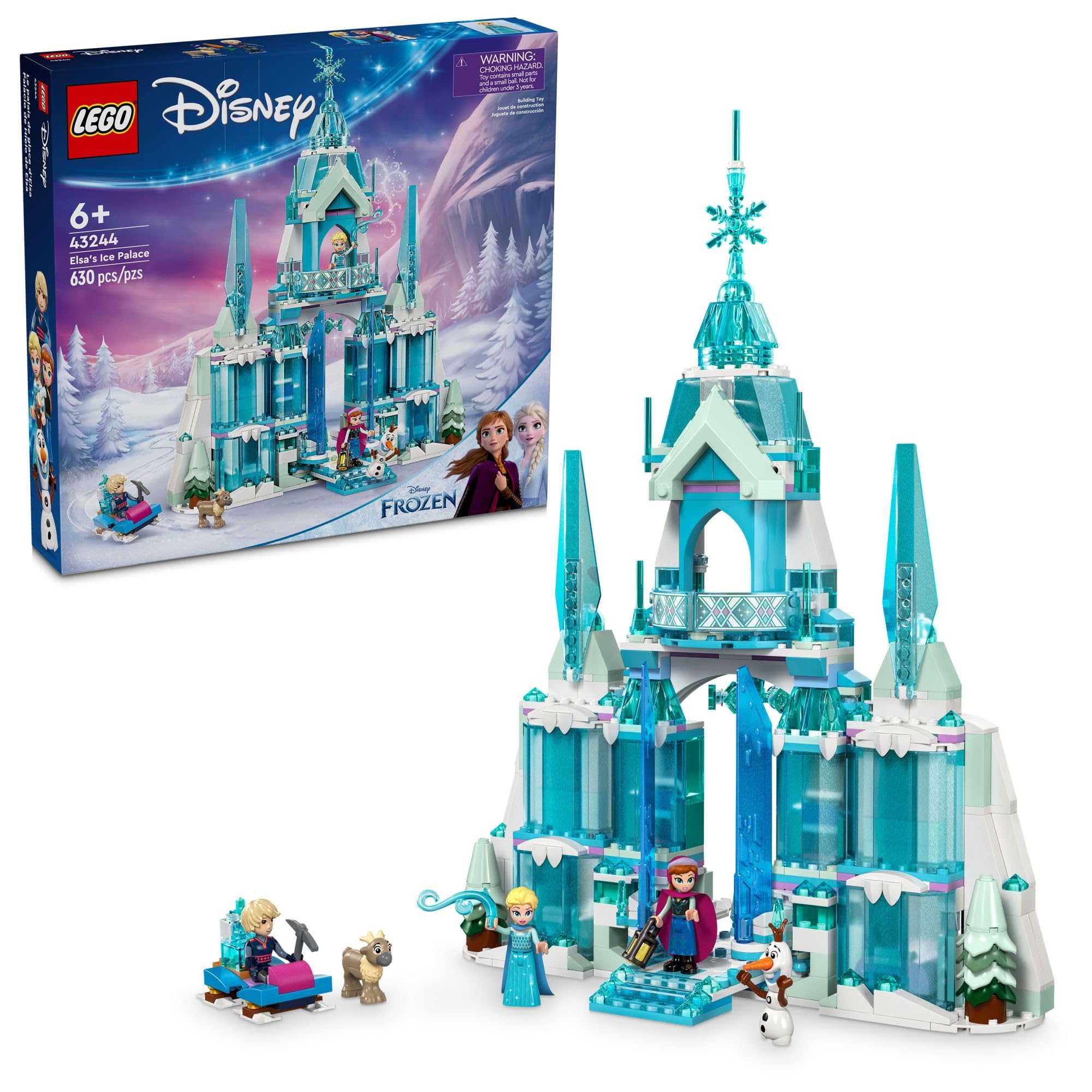 LEGO Disney Frozen Elsa’s Ice Palace front view promotes imaginative play and display.