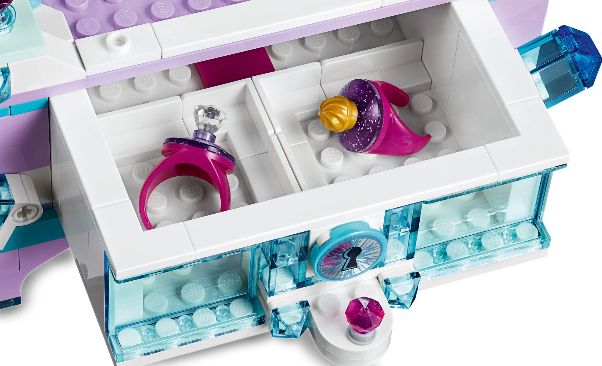 LEGO Disney Frozen 2 Elsa's Jewelry Box Creation includes two rings for inside the box