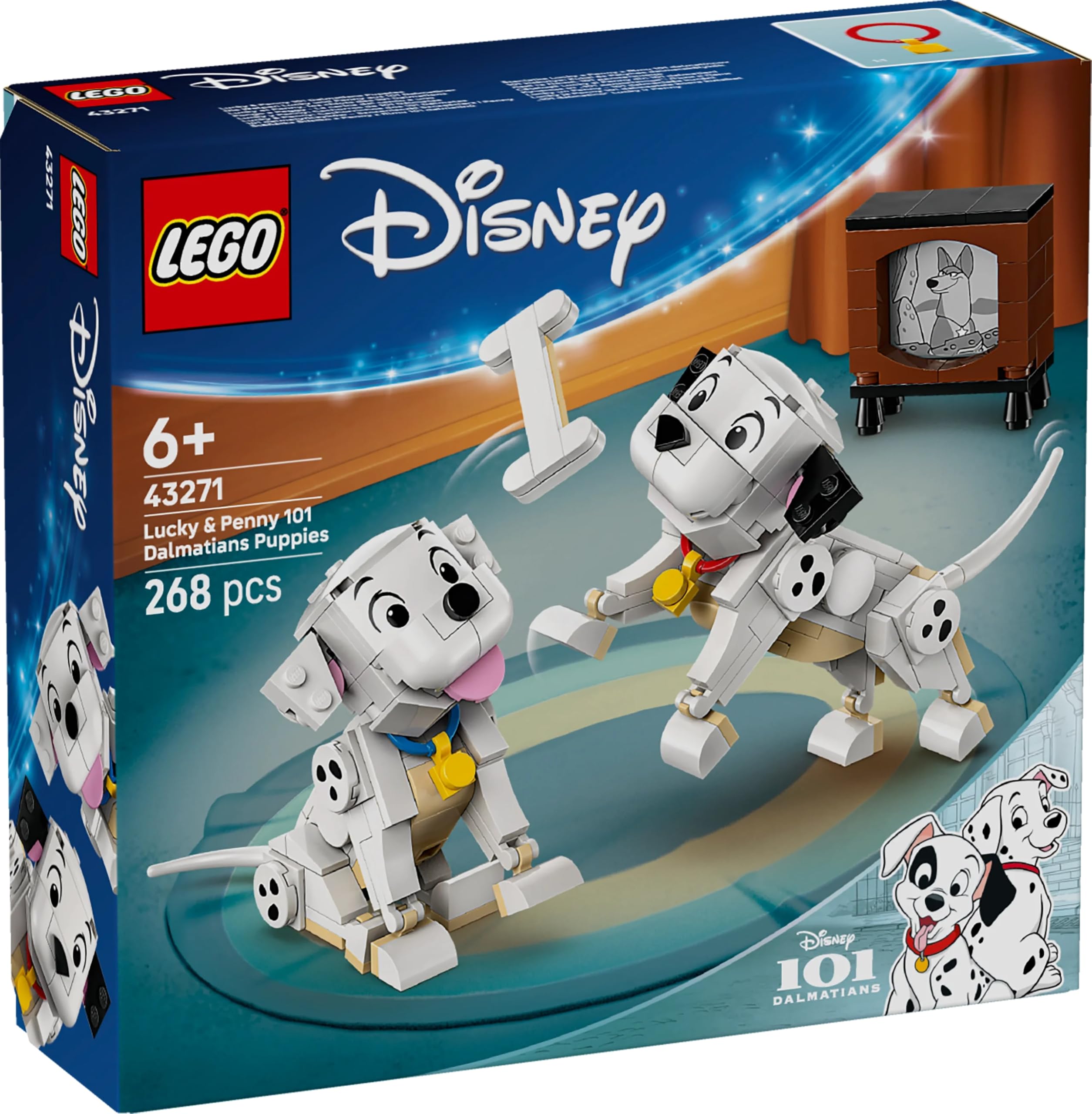 LEGO Lucky and Penny compact display piece suitable for shelves.
