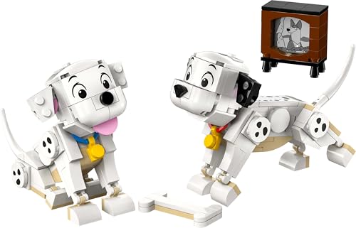 LEGO Disney Lucky and Penny puppies with movable heads and legs for posing.