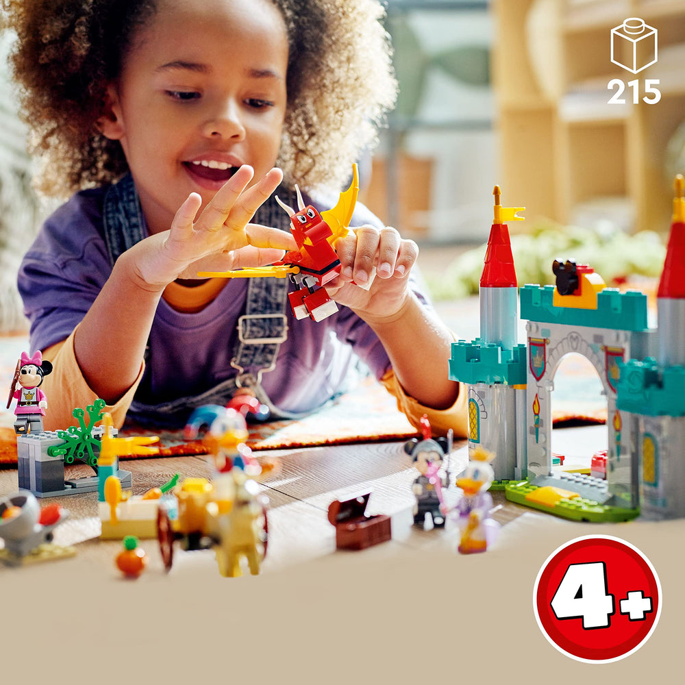 LEGO Disney Mickey and Friends Castle Defenders towers with dragon accessory for storytelling