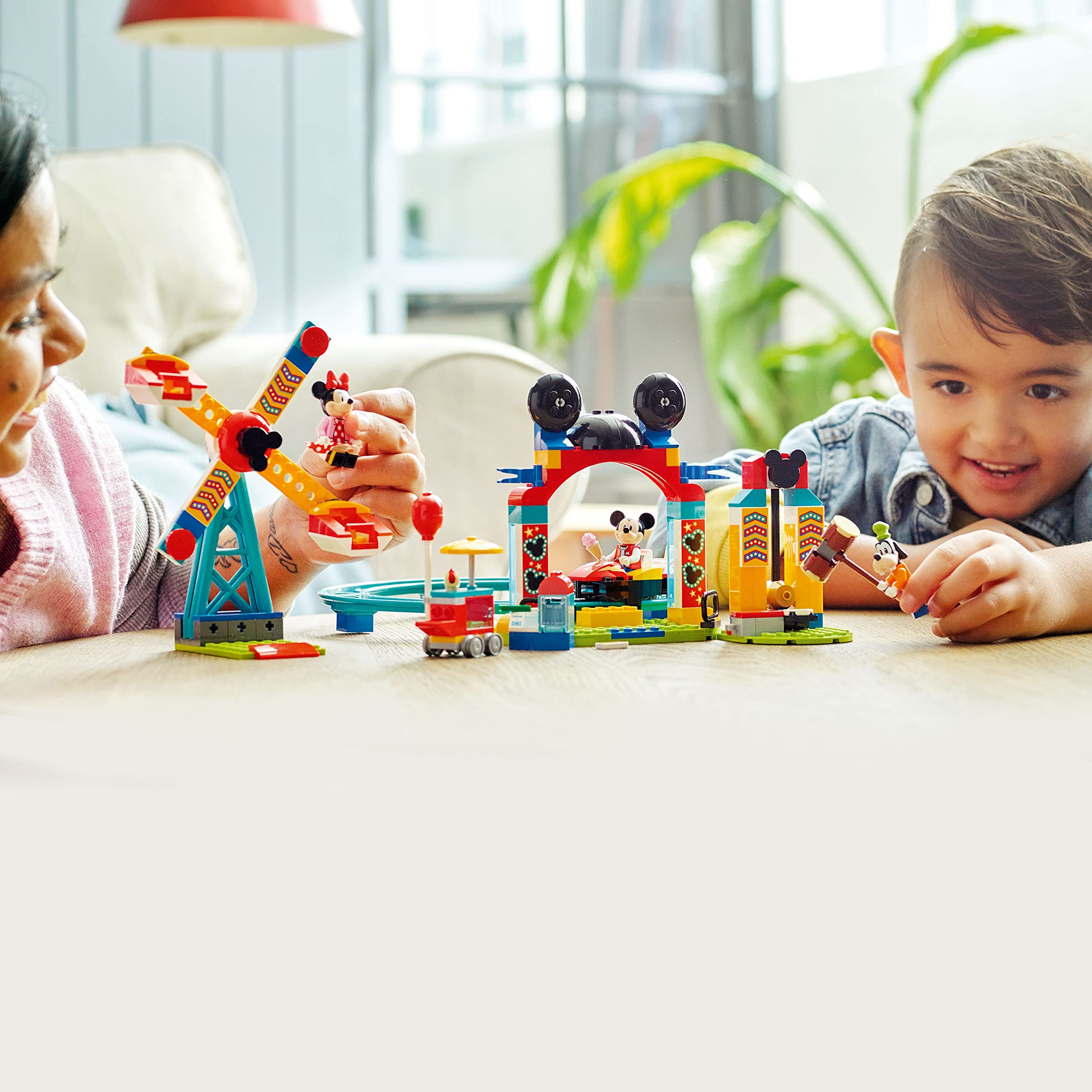 LEGO Disney Mickey fairground strength tester engages fine motor skills and focus
