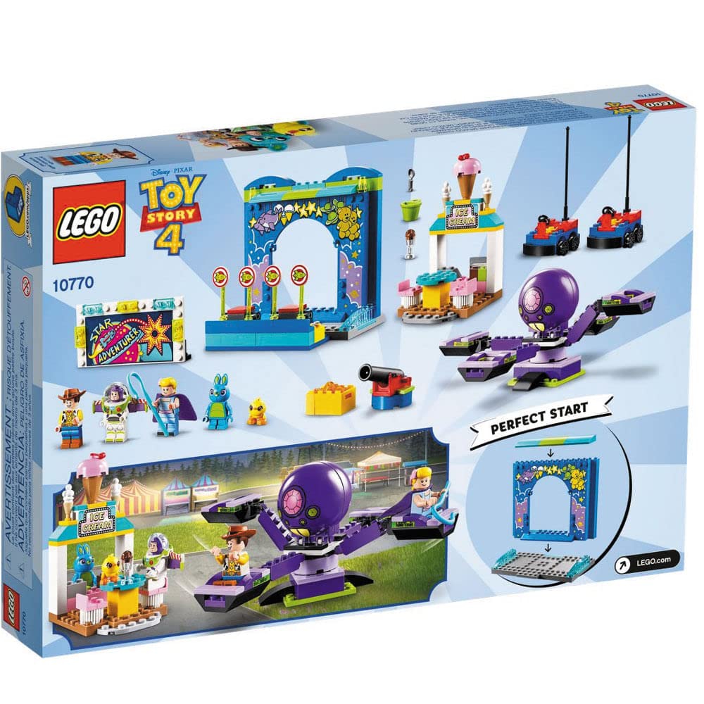 Woody and Buzz figures join kids in familiar Toy Story adventures.