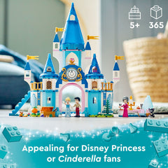 LEGO Disney Princess Cinderella castle dress studio for swapping gowns and storytelling.