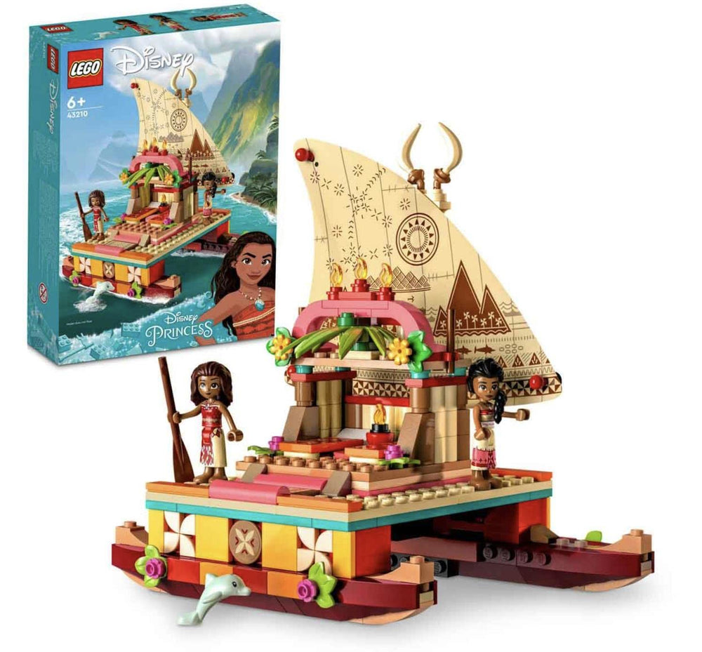 LEGO Disney Moana Wayfinding Boat sail displaying Motunui stories for imaginative play