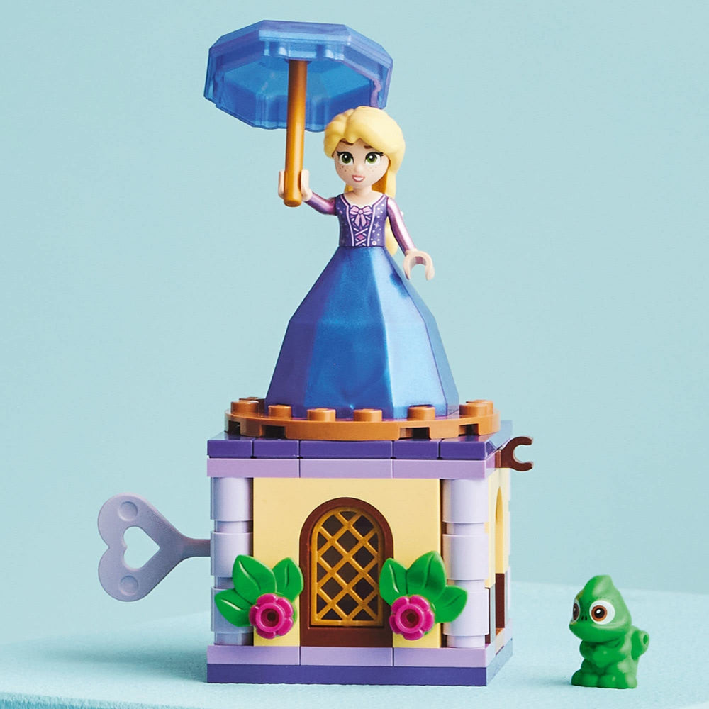 LEGO Disney Princess Twirling Rapunzel 43214 buildable stand with turning top