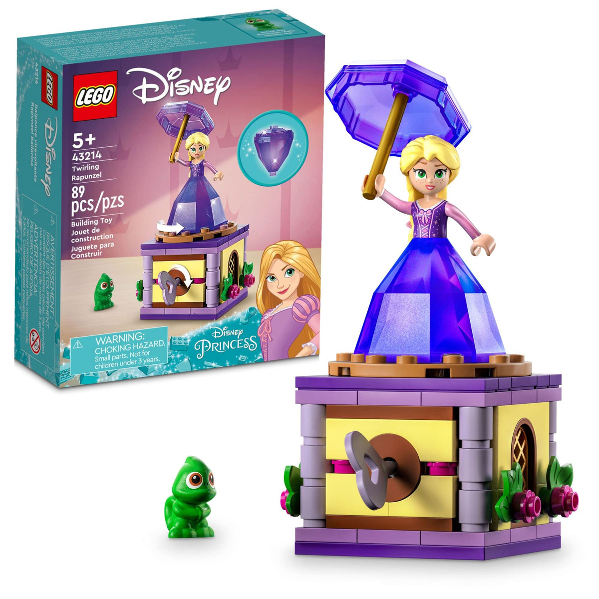 LEGO Disney Princess Twirling Rapunzel 43214 with diamond dress for imaginative play