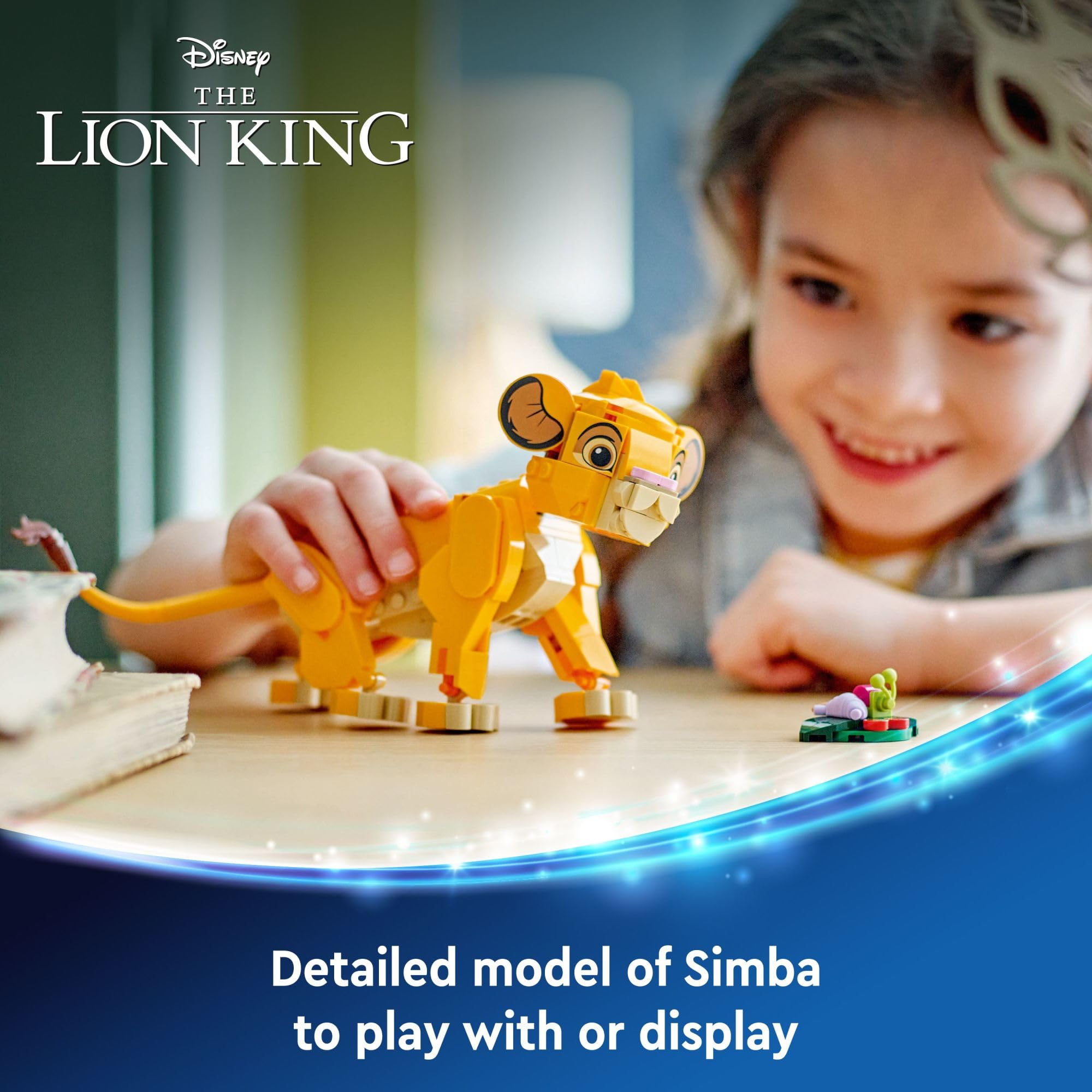 LEGO Disney Simba cub with rotating head for dynamic poses during play.