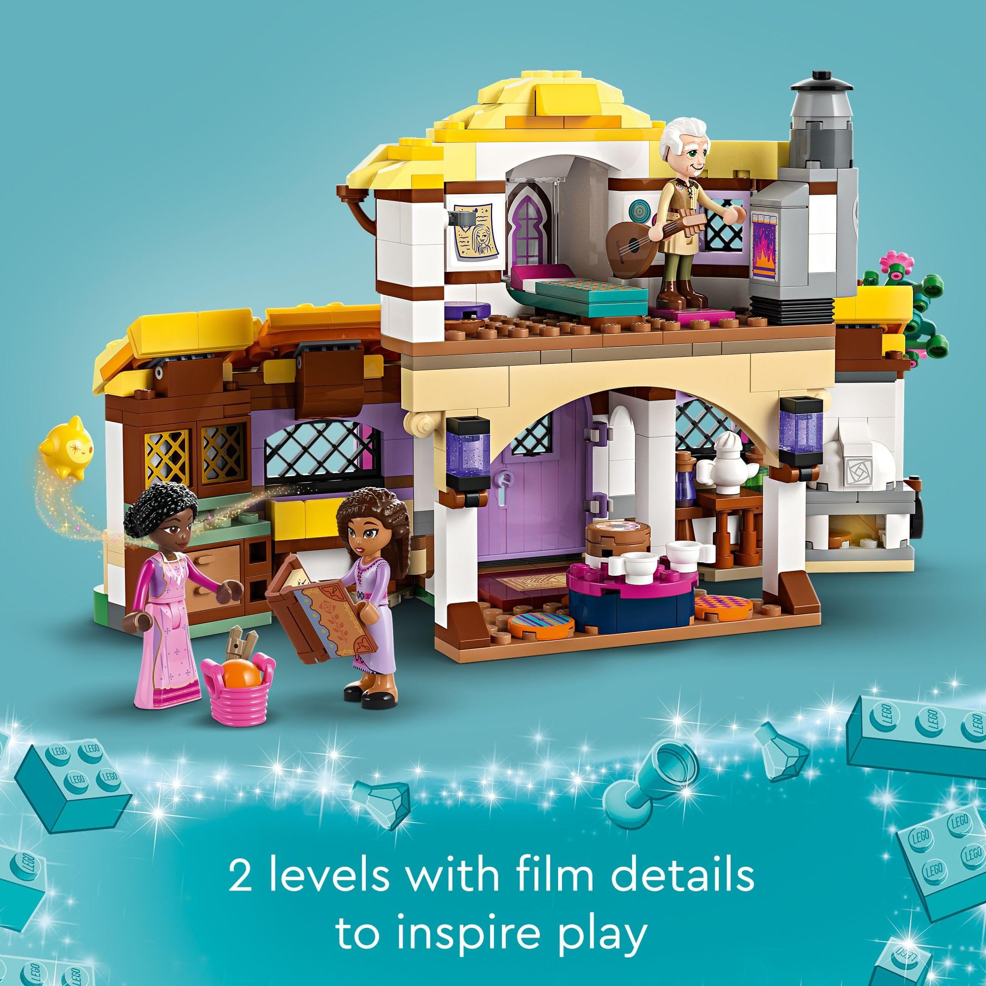 LEGO Disney Wish Asha Cottage four minifigures fuel role-play.