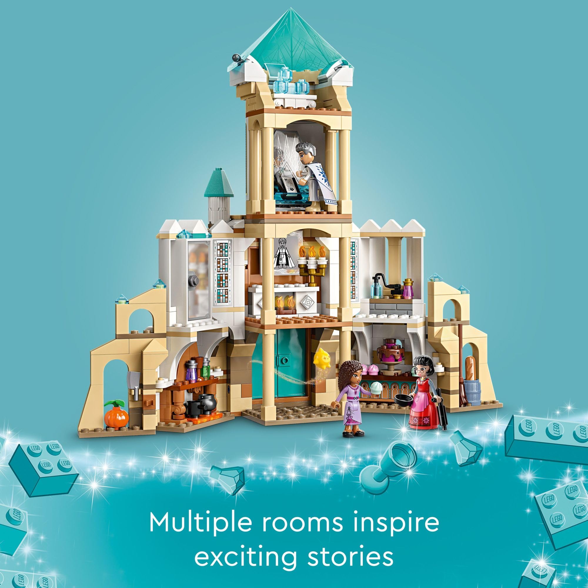 LEGO Disney Wish King Magnifico’s Castle kitchen and bakery area sparks daily pretend feasts.