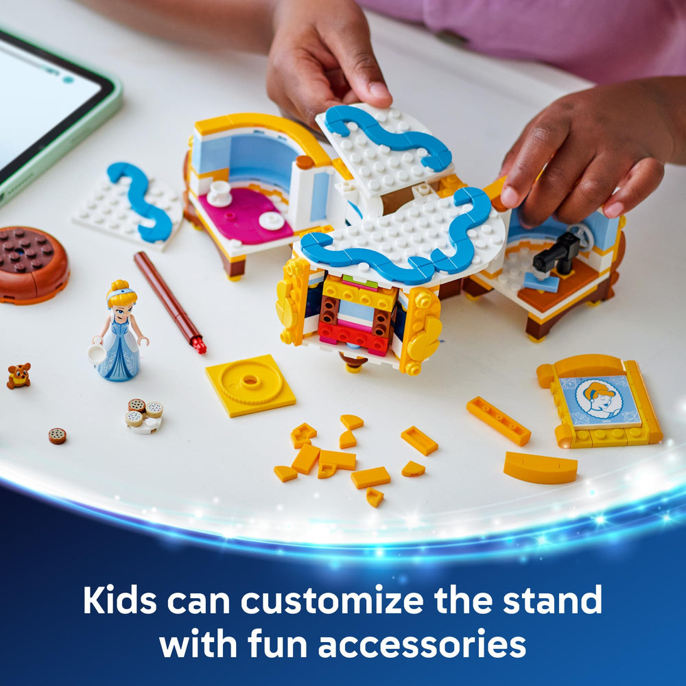 LEGO display stand with hidden rooms adds discovery moments.