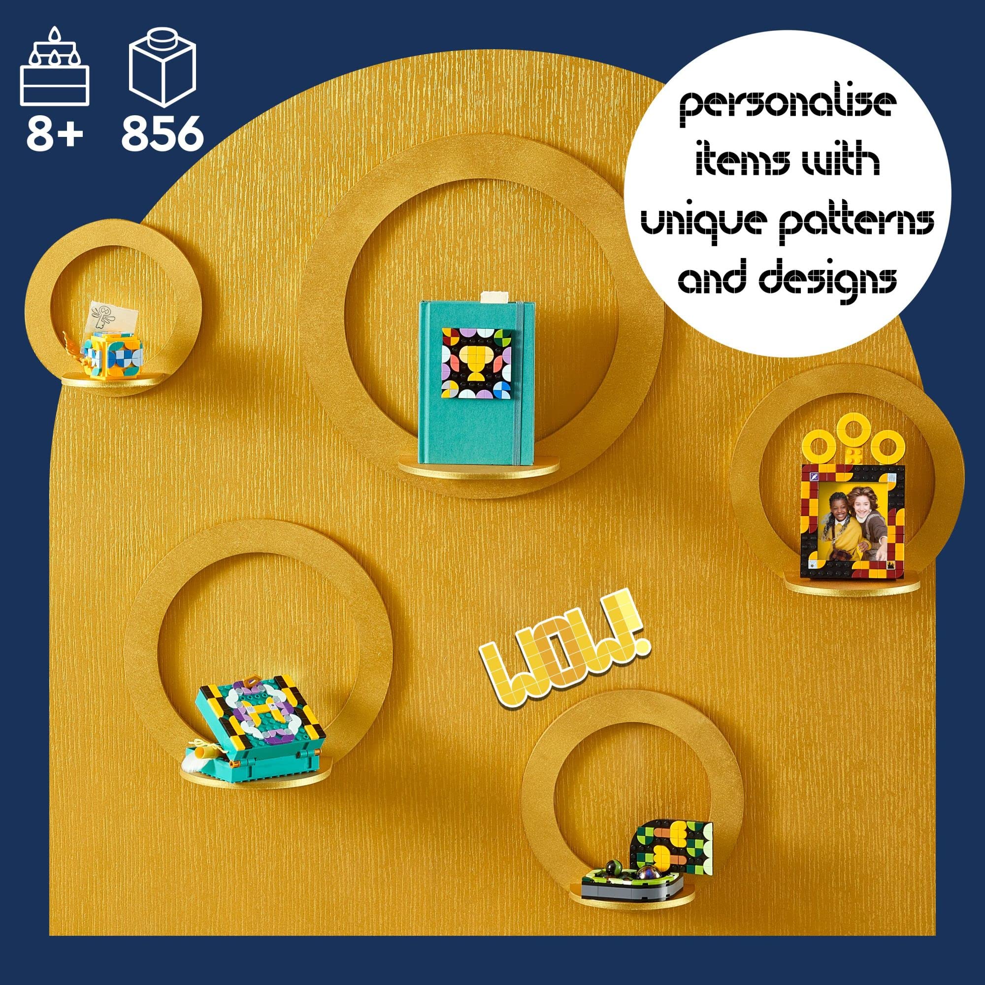 LEGO DOTS Hogwarts photo frame offers customizable Hogwarts-themed memory display.