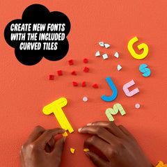 LEGO DOTS inspiration leaflet suggests alphabets and design ideas