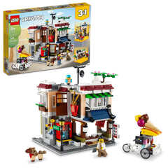 LEGO Downtown Noodle Shop House front view for imaginative city play and display.