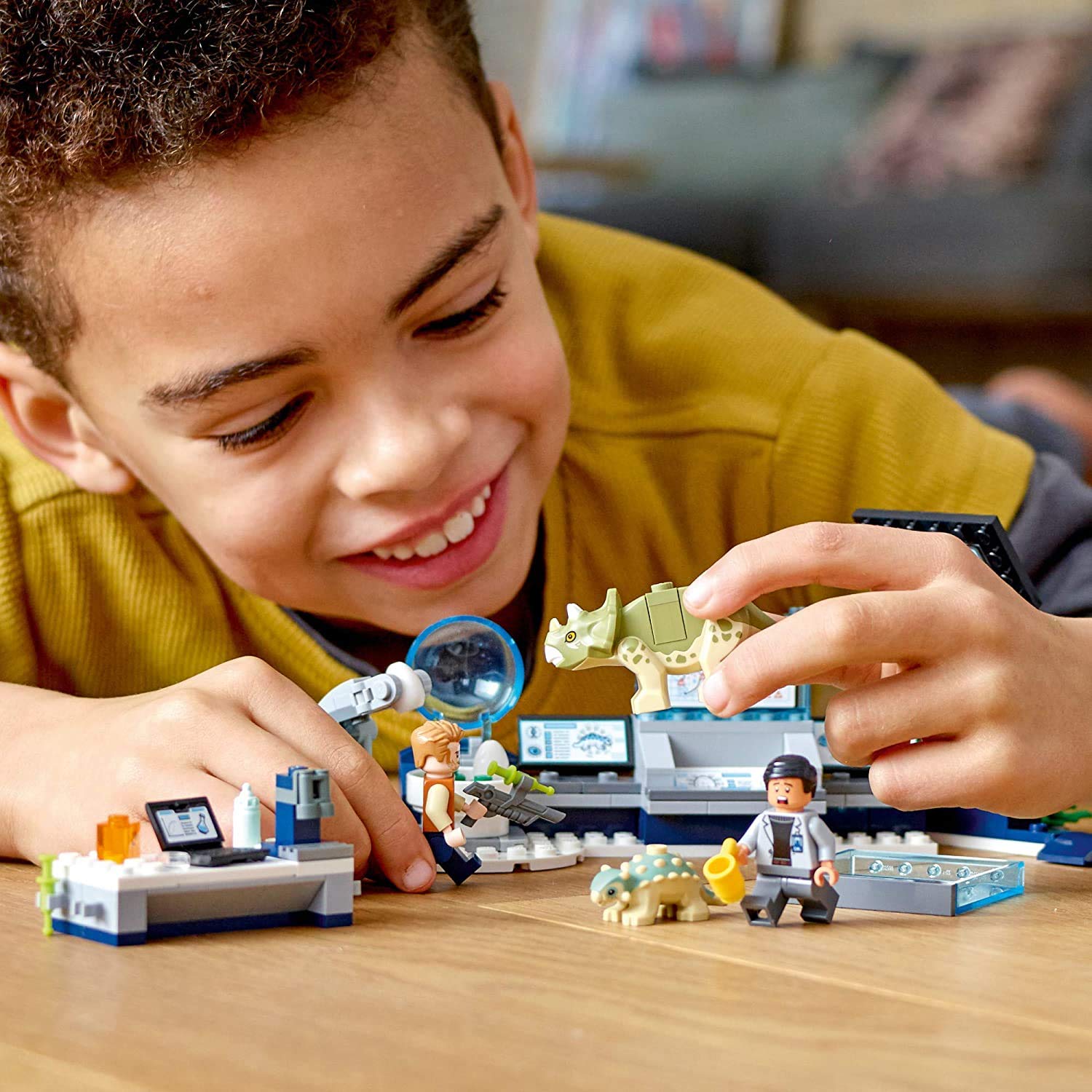 LEGO dinosaur egg incubator scene sparks curiosity with pretend incubating eggs.