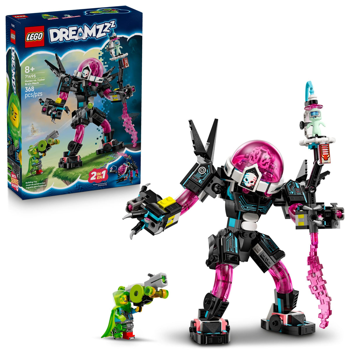 LEGO DREAMZzz Mateo vs Cyber Brain Mech assembly view shows creative battles and storytelling play.