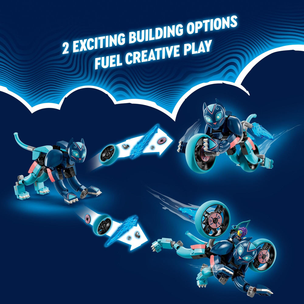 LEGO DREAMZzz cat with turbo boosters for action-packed storytelling.