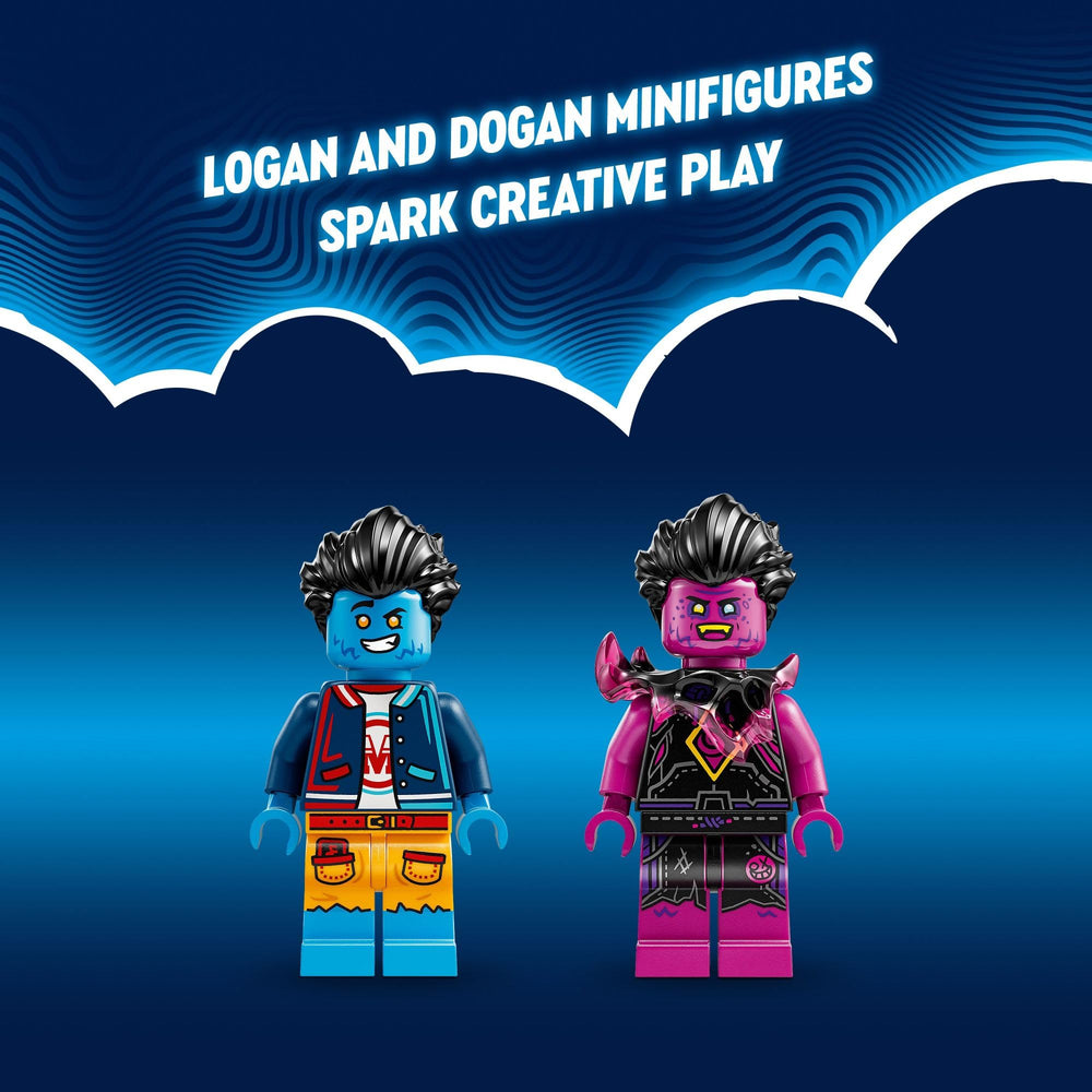 LEGO DREAMZzz Logan and Dogan minifigs support duel-themed storytelling.