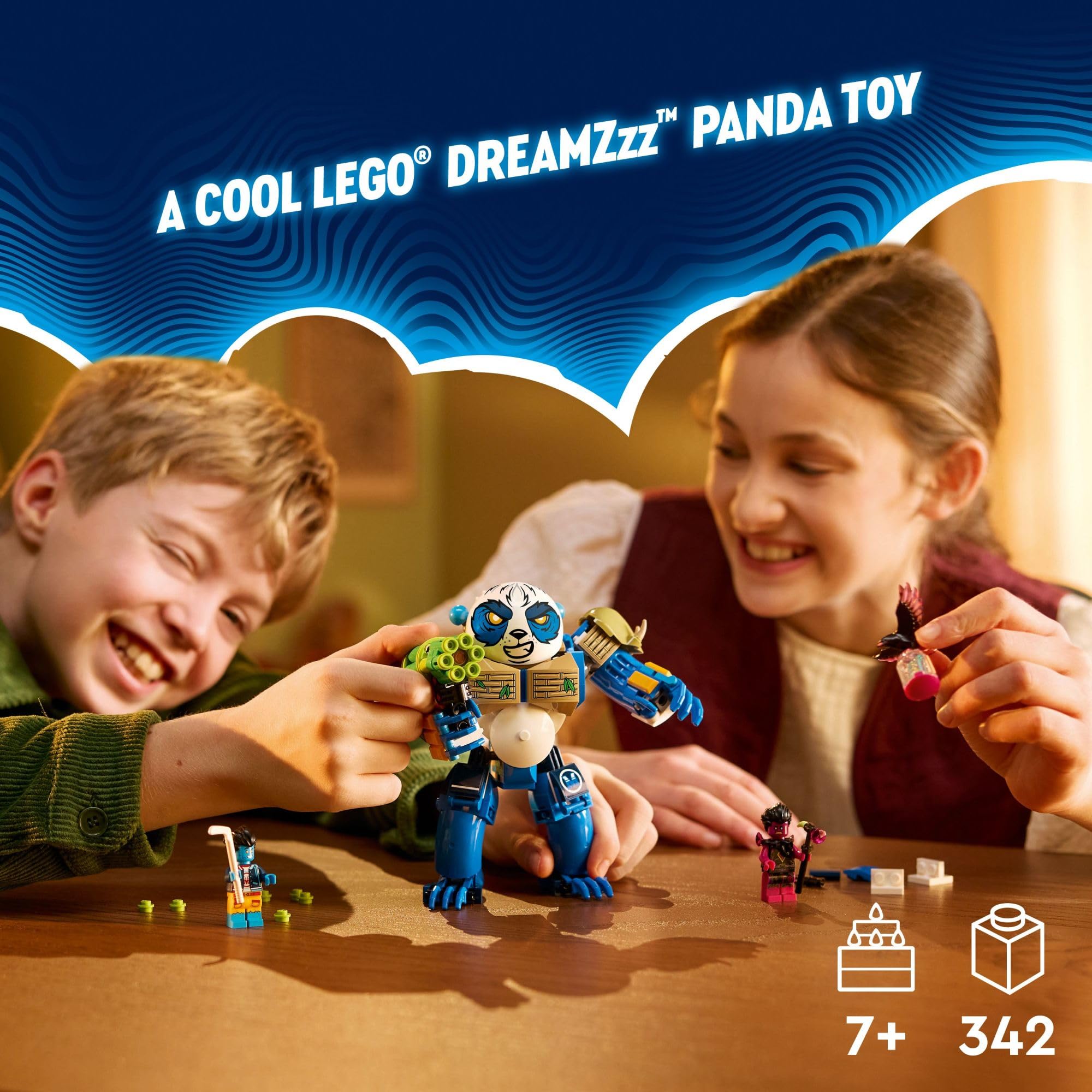 LEGO DREAMZzz Logan Mighty Panda two-build options encourage creative role-play.