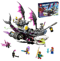 LEGO DREAMZzz Nightmare Shark Ship front view showing dual build options for imaginative play