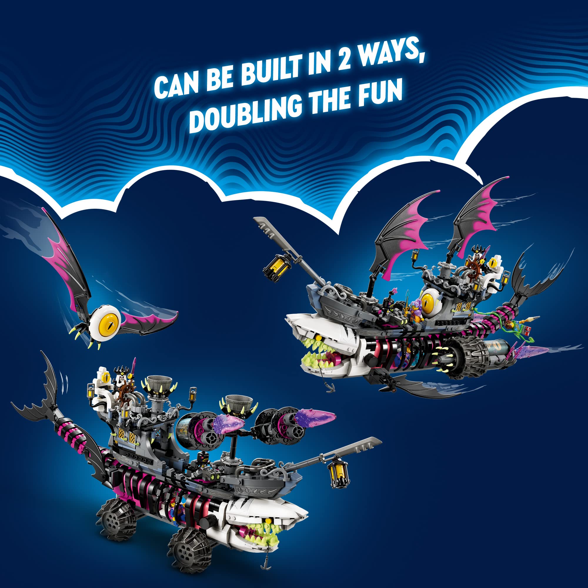 LEGO DREAMZzz Nightmare Shark Ship opening jaw reveals secret treasure chest