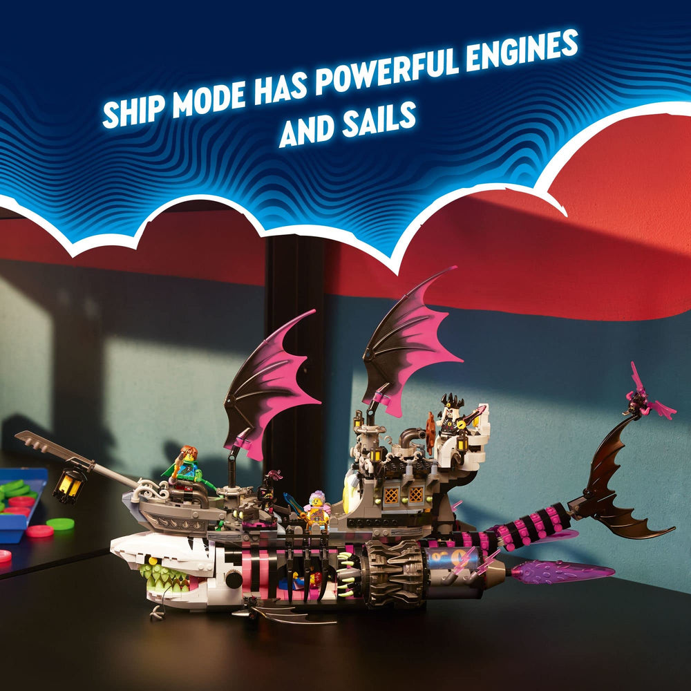 LEGO DREAMZzz Nightmare Shark Ship tank mode with flying eyeballs