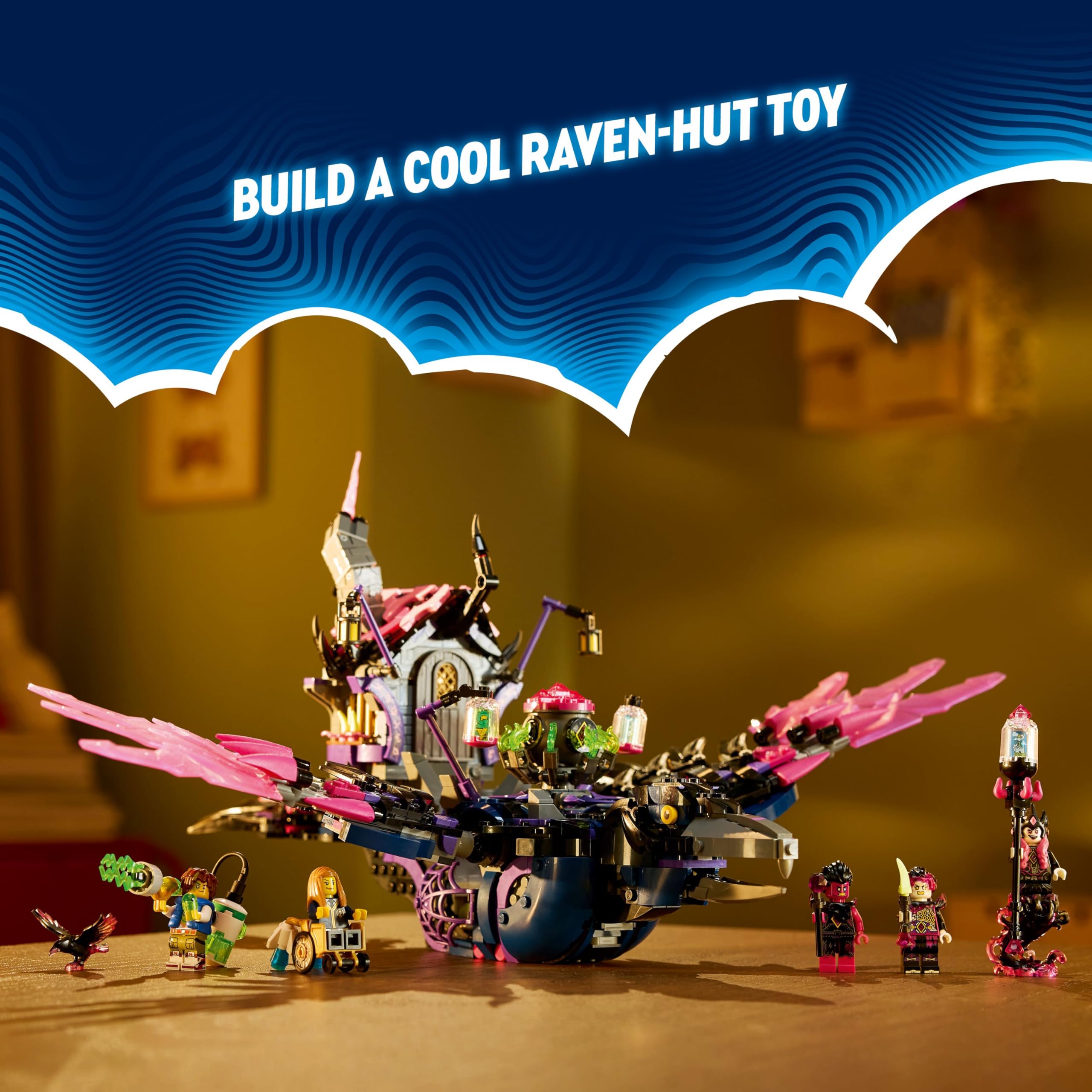 LEGO DREAMZzz Raven Wings and Feathers detail enhances poseable display
