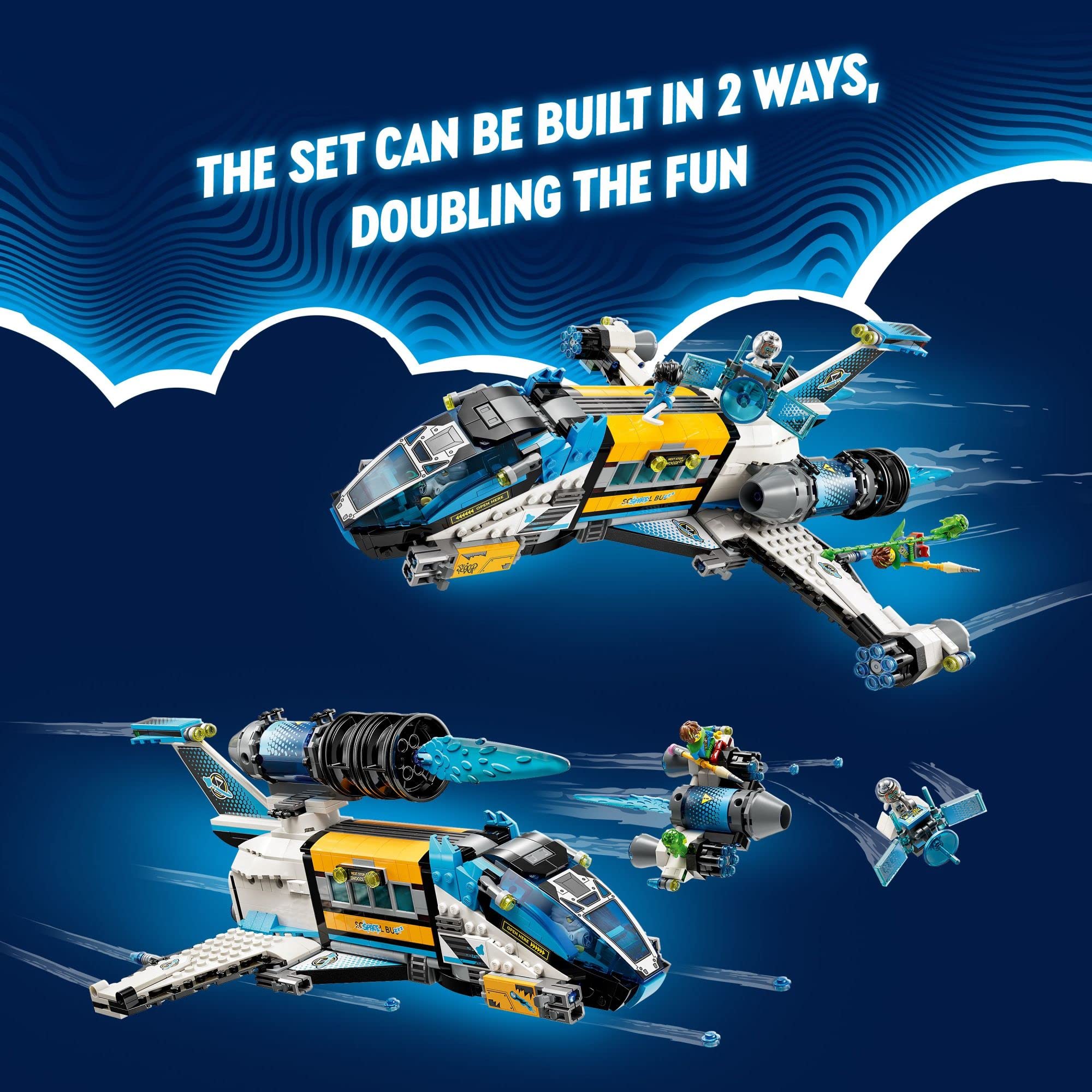 LEGO DREAMZzz Spacebus rotating thrusters add dynamic piloting action.