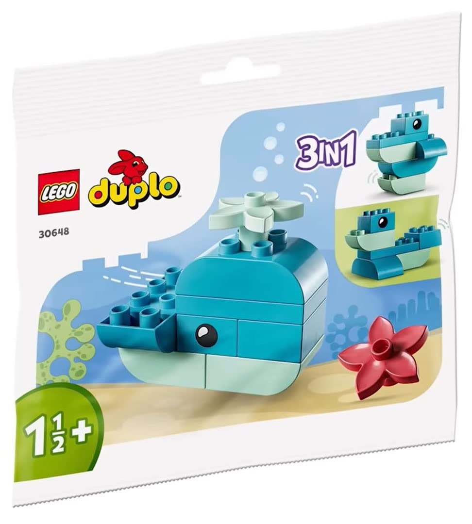 LEGO DUPLO My First Whale polybag showing 9 colorful bricks for toddlers' safe play