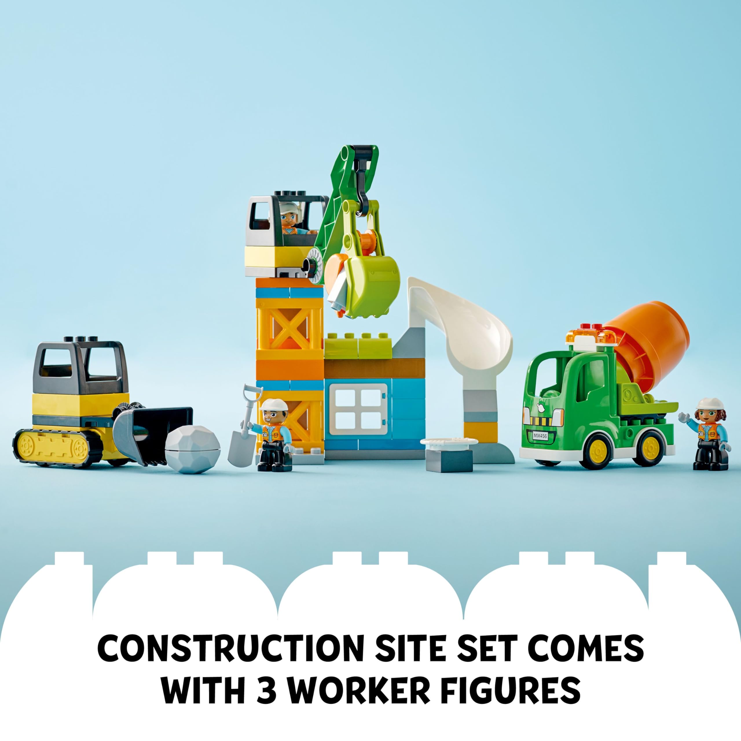 LEGO DUPLO Construction Site chute shows how pieces move to the mixer.