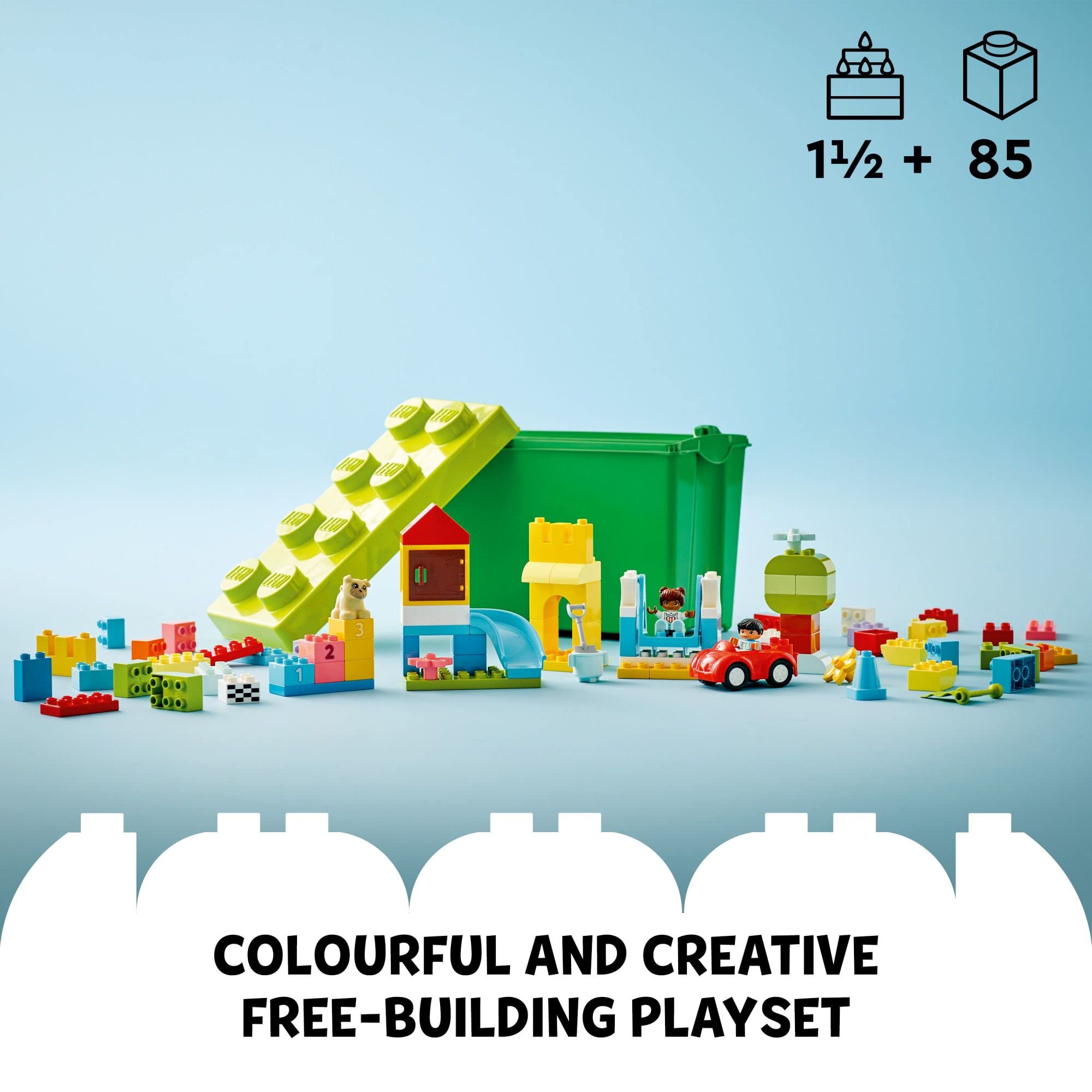 LEGO DUPLO Deluxe Brick Box 10914 car piece fuels dynamic pretend play.