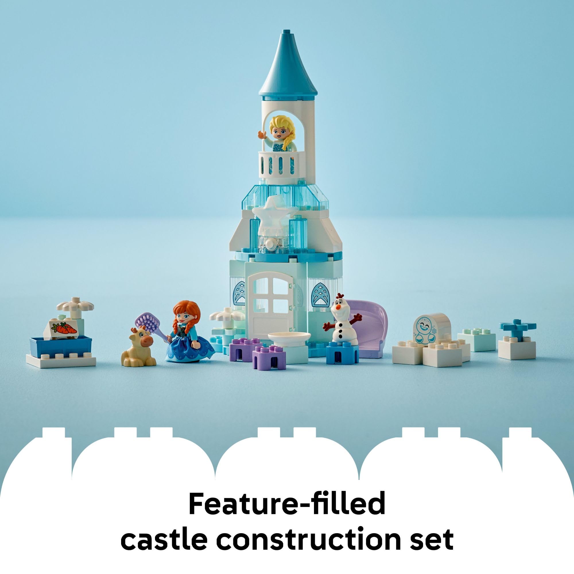 LEGO DUPLO Disney Anna and Elsa's Frozen Castle Party light brick glowing colors.