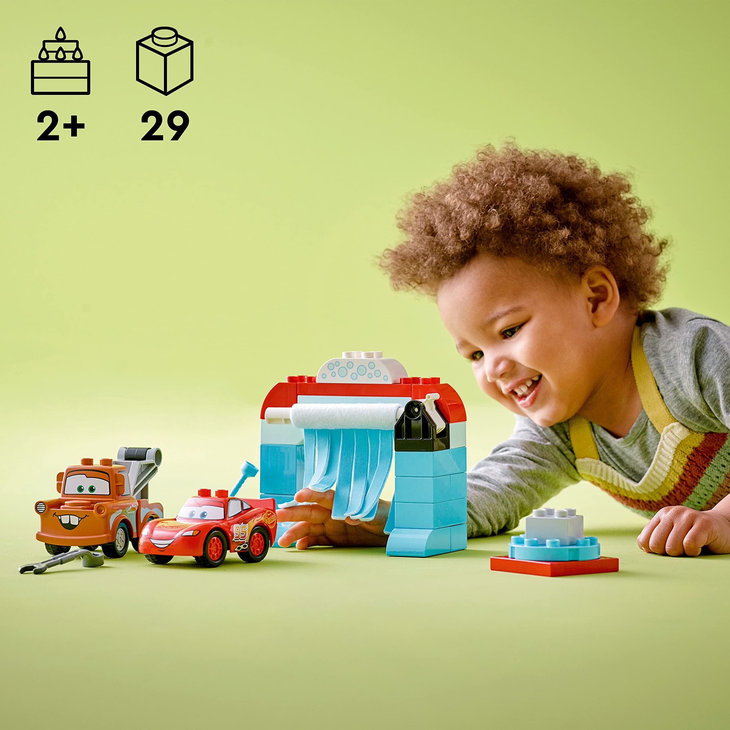 LEGO DUPLO Lightning McQueen drivable car with kid-friendly colors and design.