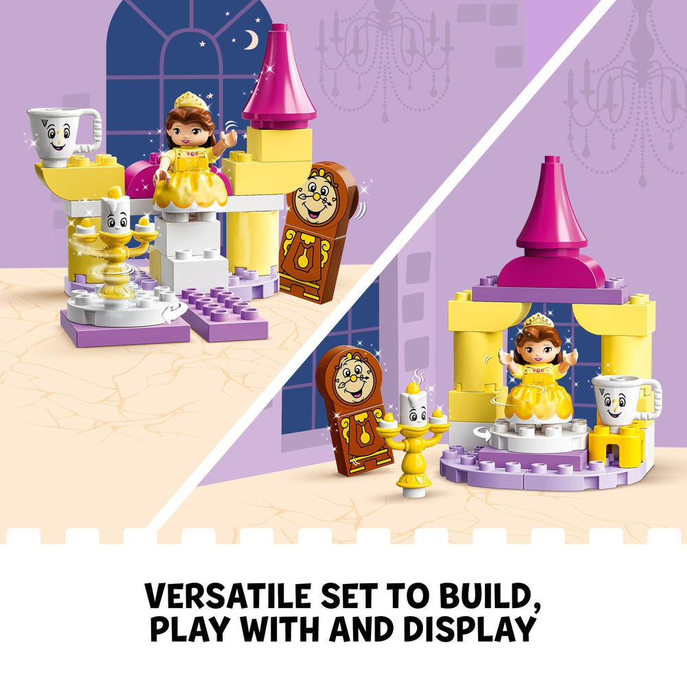 Lumiere Cogsworth and Chip figures supporting cooperative play