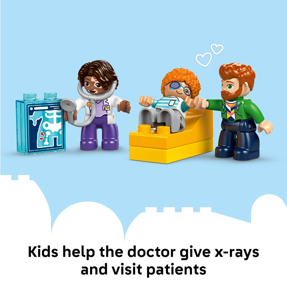 LEGO DUPLO emotion-wheel print encourages feelings discussion during pretend checkups